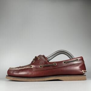 Timberland Men’s 9 Classic Oxblood Burgundy 2 Eye Moc Toe Boat Shoes Casual GUC